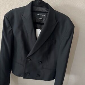 Urban Revivo Black Double-Breasted Blazer